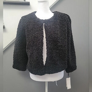 Calvin Klein Faux Fur Shrug Snow Queen Black & Silver Flecks Med Classy Soft